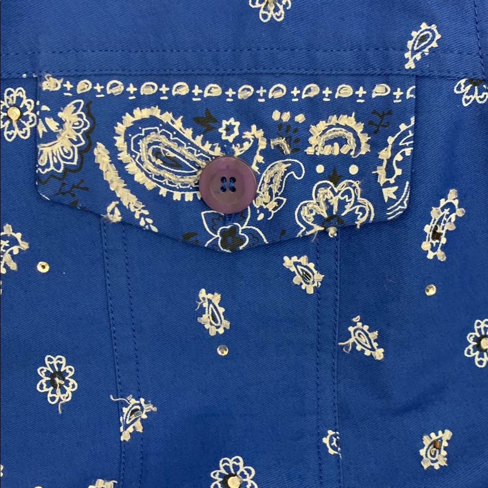 The Quacker Factory Size Small QVC Blue Jacket w/Designs & Rhinestones - Picture 4 of 12